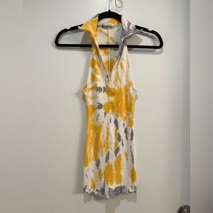 Tie dye rib knit romper